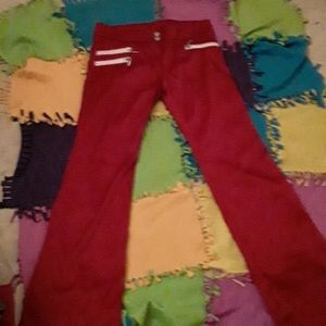 Red silk pants